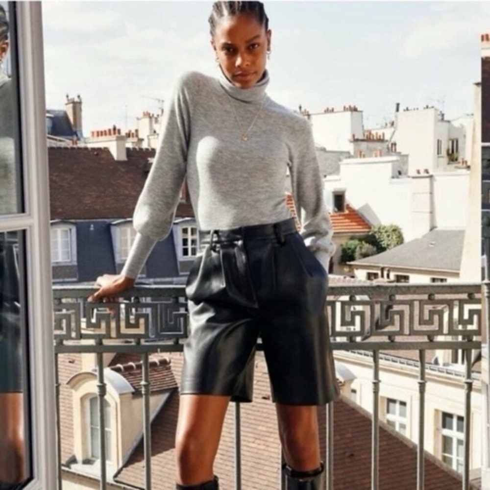 Tailored Black Faux Leather Bermuda Shorts
